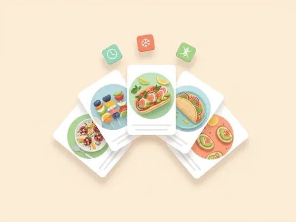 Ilustración de tarjetas de recetas con fotos